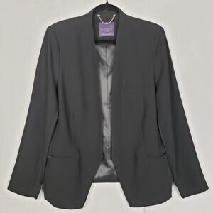 Violeta Size L Open Front Blazer Jacket Black Classicore Office Minimalist Basic